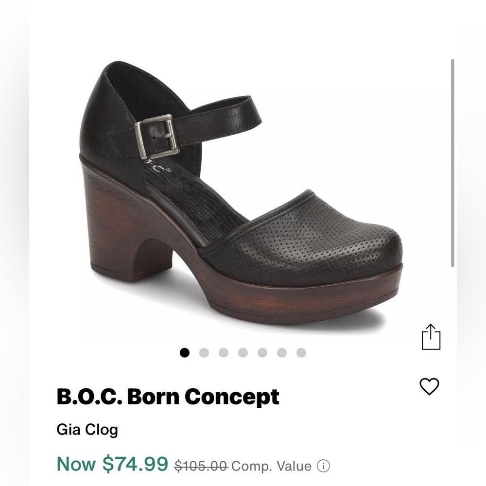 b.o.c. Black Leather Gia Clog